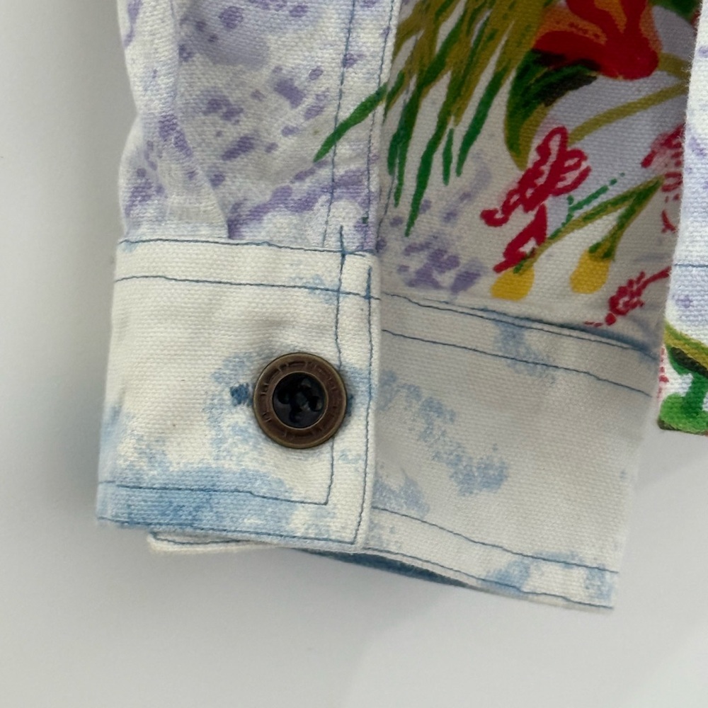 Flamingo Road multicolored tropical vacation lightweight denim Jean jacket - Picture 7 of 16